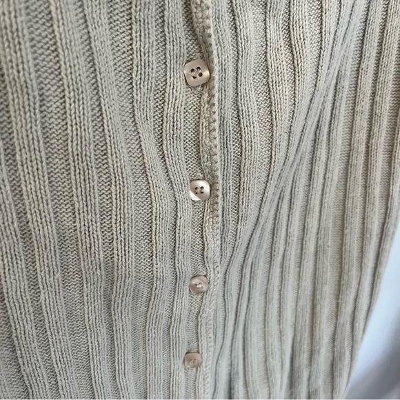 Vintage Y2K Sage Green Ribbed Knit Button-Up Top - Picture 2 of 6